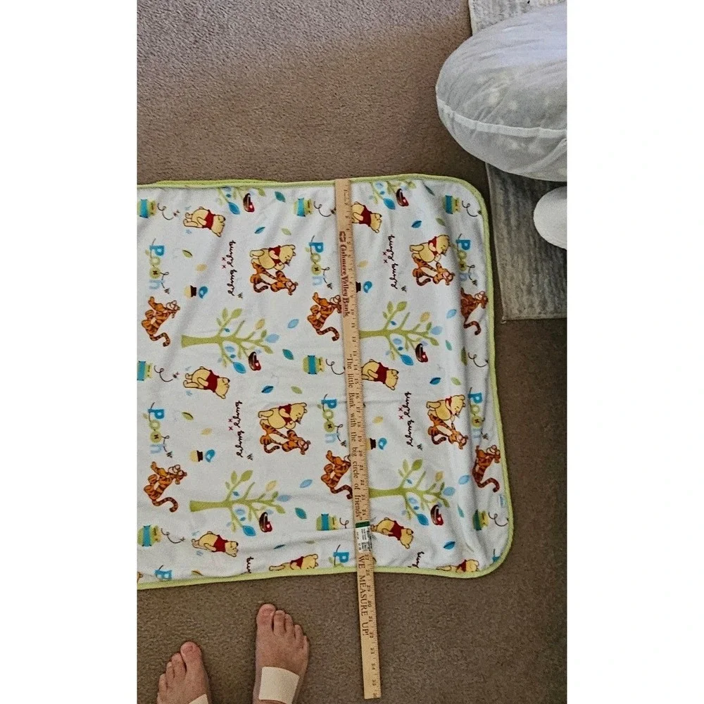 Disney Winnie the Pooh Tigger Baby Blanket White Green Fleece 30x40 RN 99584